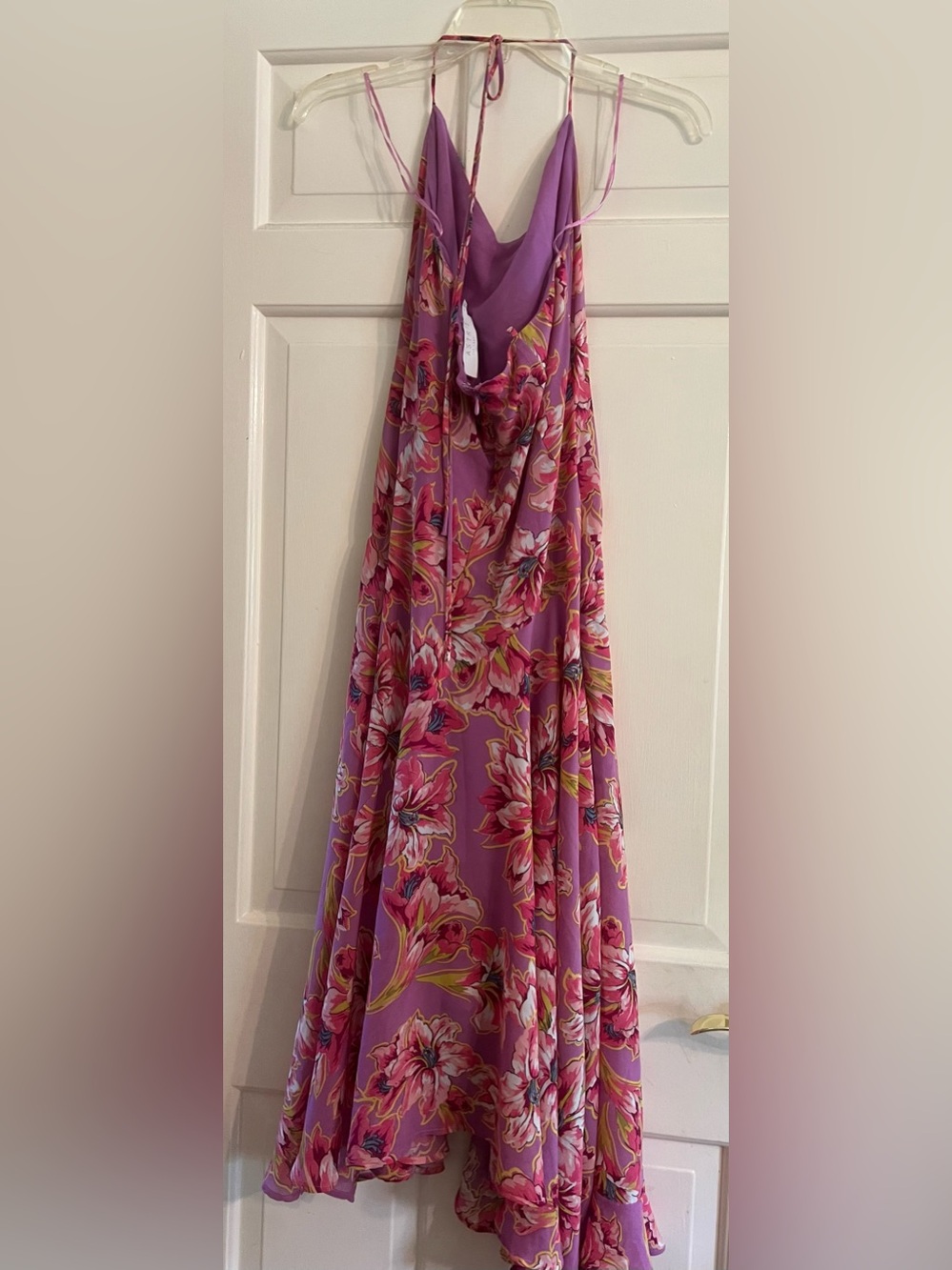Astr Floral Pink Slip long Midi Dress asymmetrical High Low Hem feminine wedding - Picture 8 of 10